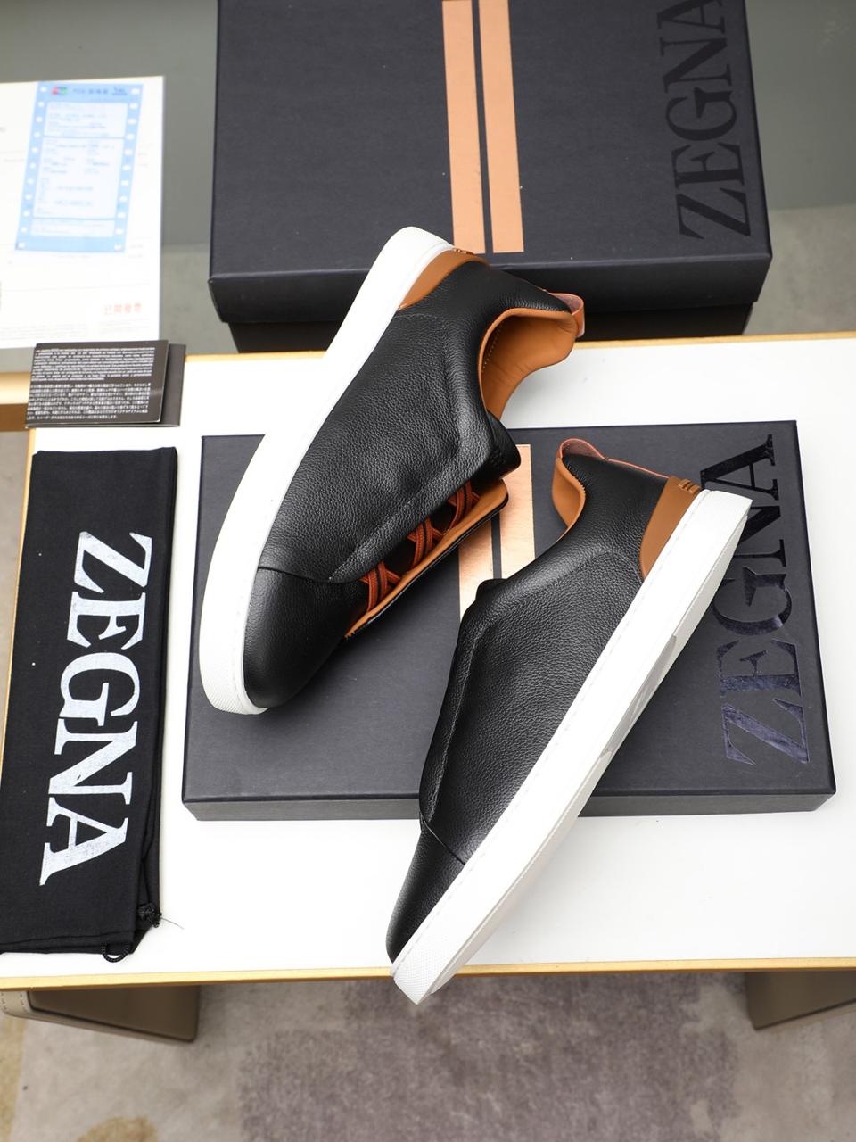 Tenis Zegna Triple Stitch Couro