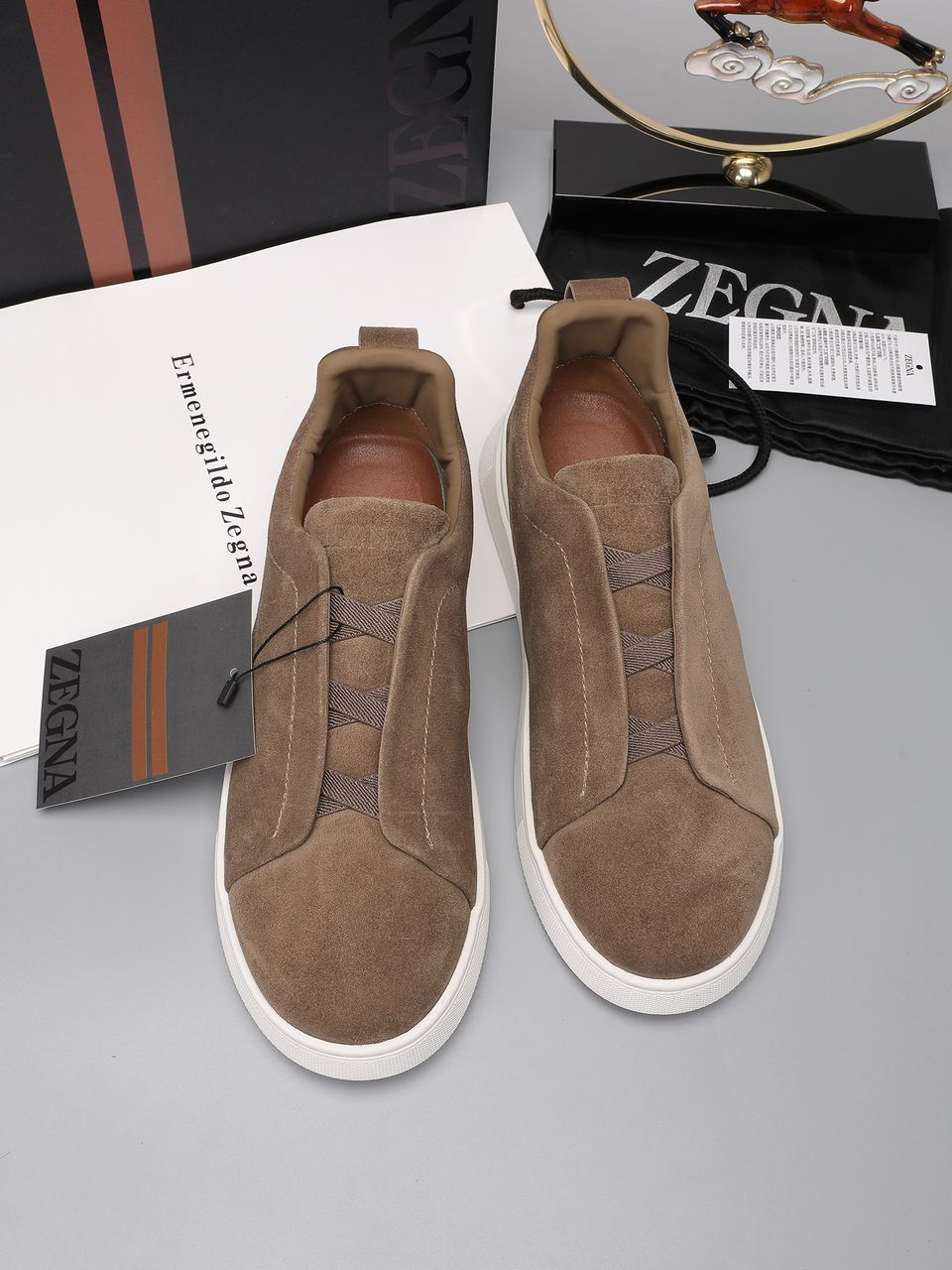 Tenis Zegna Triple Stitch Camurça