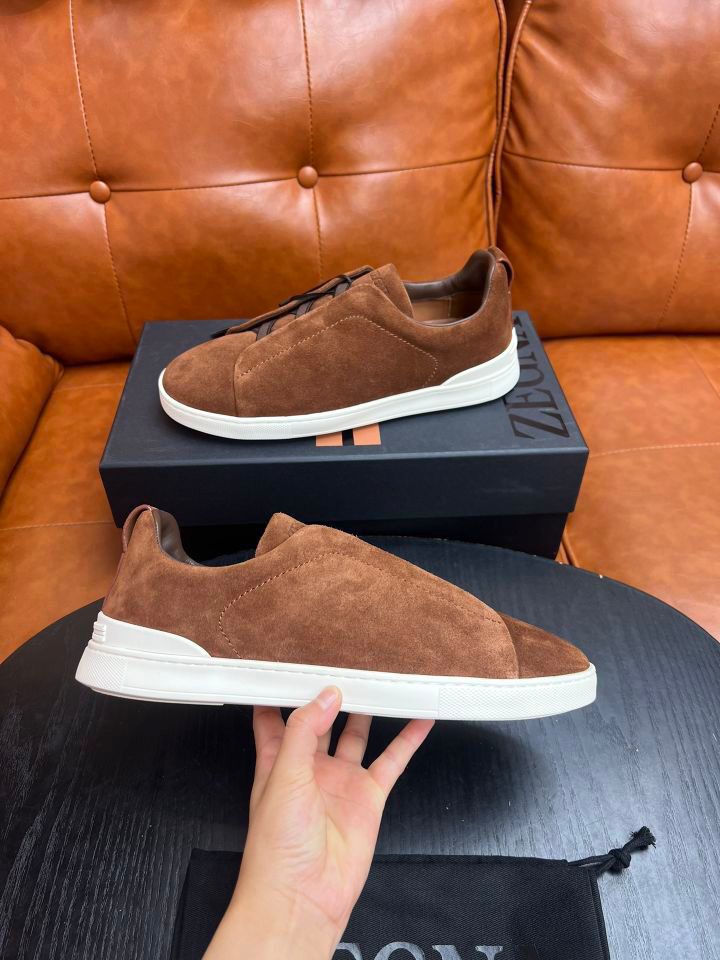 Tenis Zegna Triple Stitch Camurça