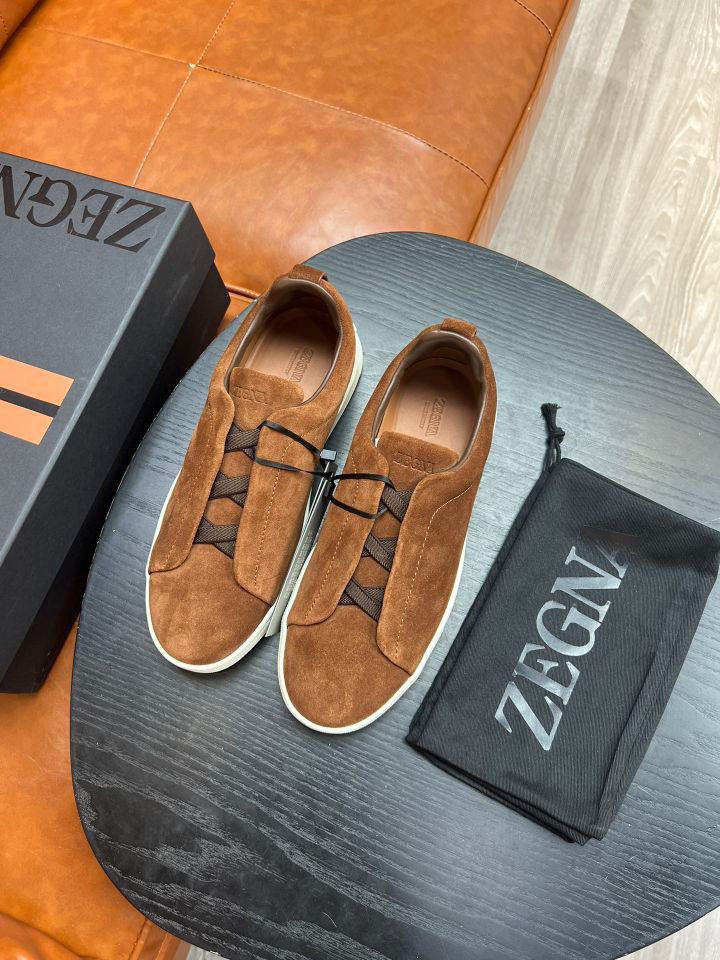 Tenis Zegna Triple Stitch Camurça