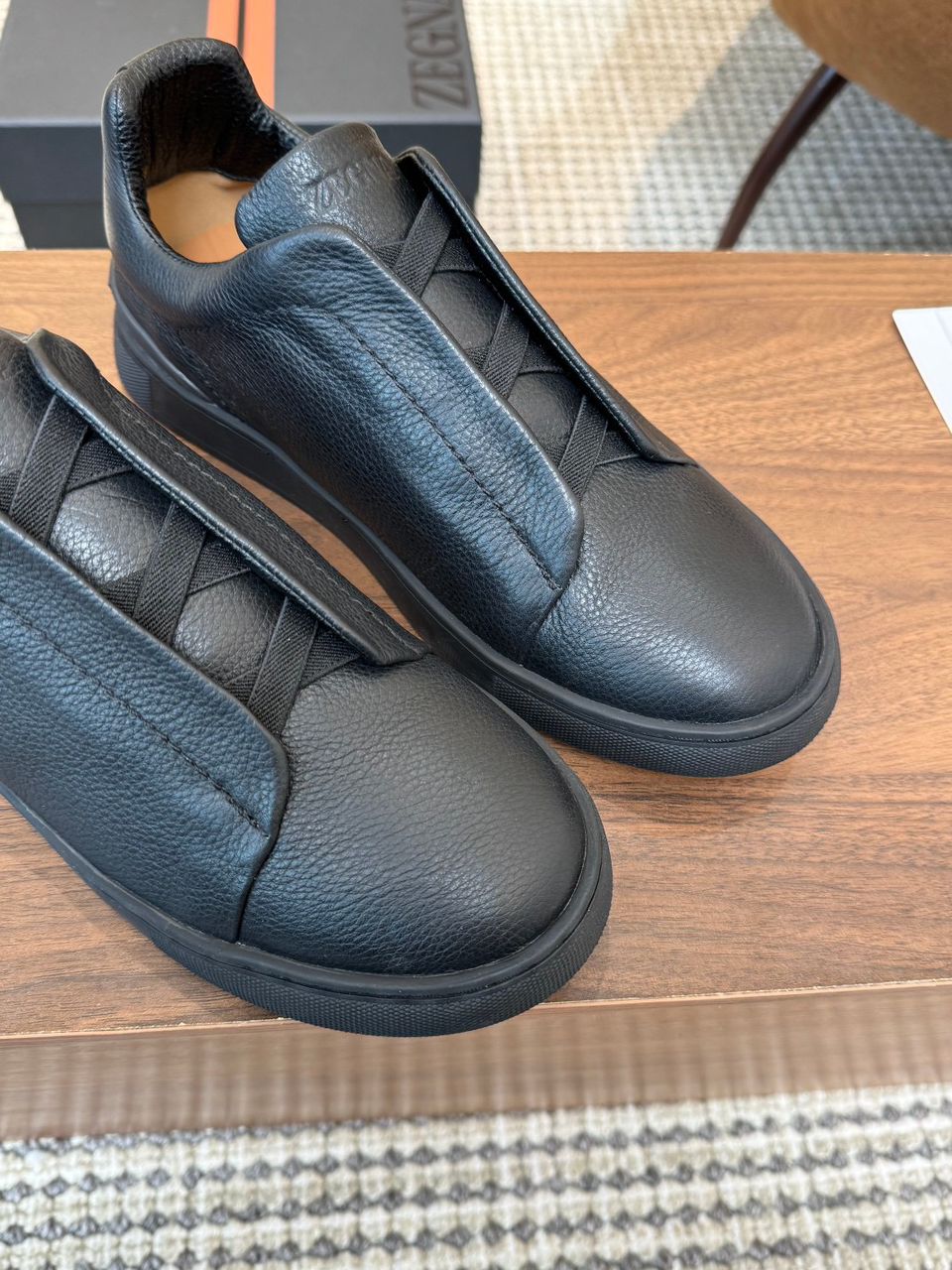 Tenis Zegna Triple Stitch Camurça