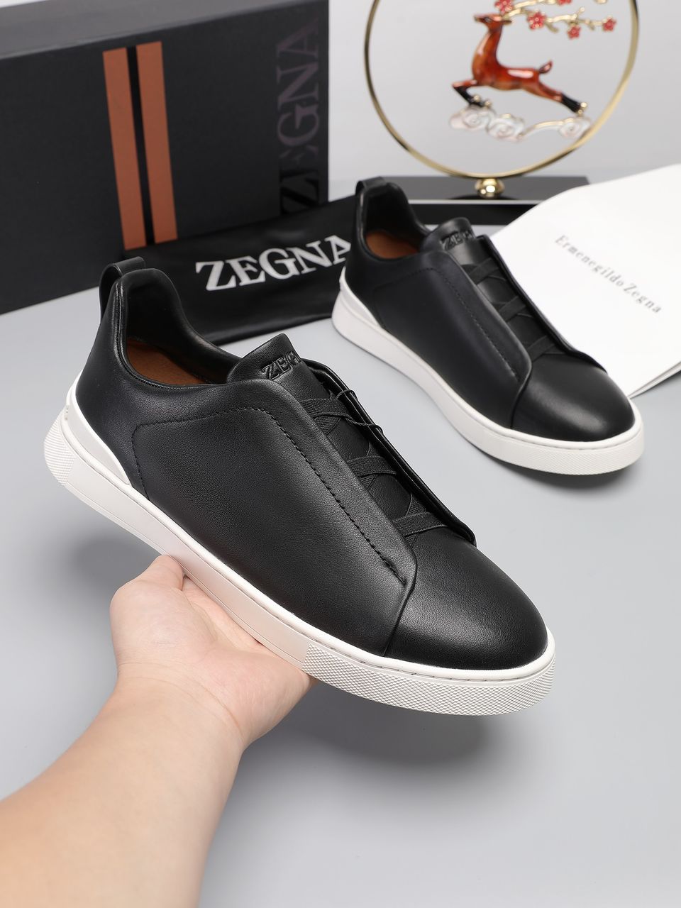 Tenis Zegna Triple Stitch Couro