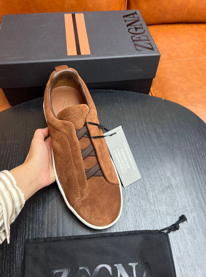 Tenis Zegna Triple Stitch Camurça