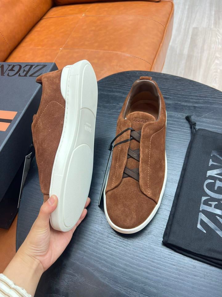 Tenis Zegna Triple Stitch Camurça