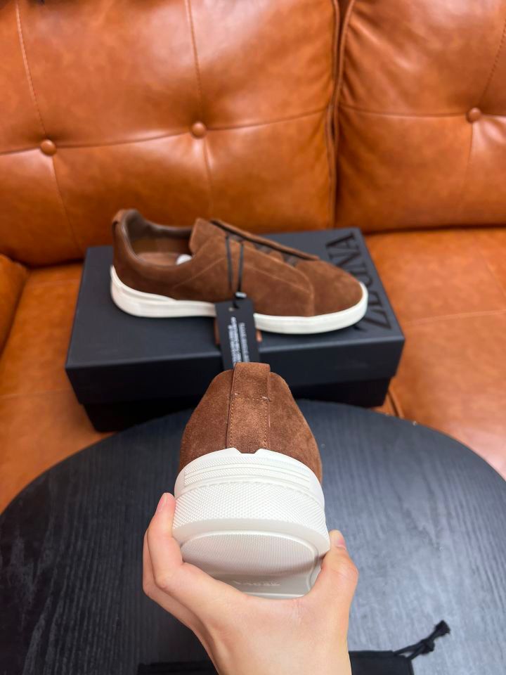 Tenis Zegna Triple Stitch Camurça