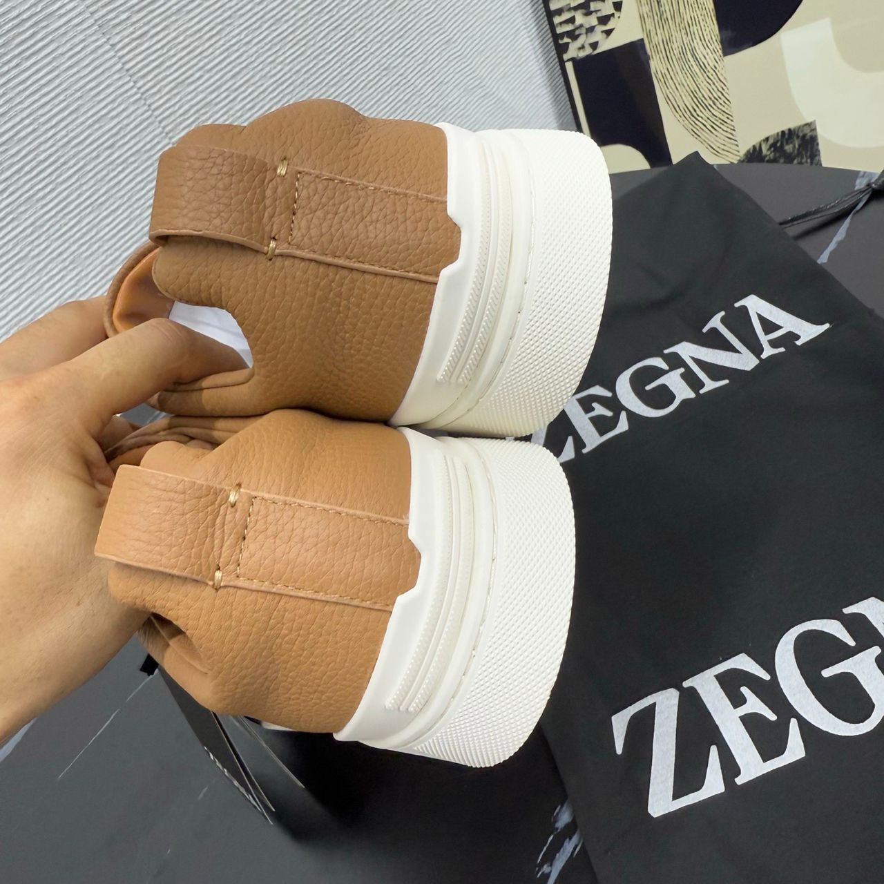 Tenis Zegna Triple Stitch Camurça