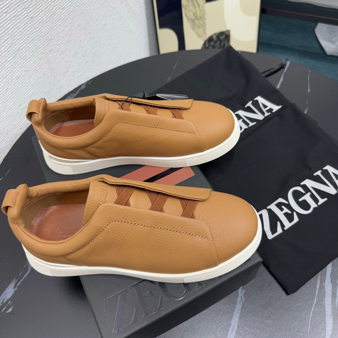Tenis Zegna Triple Stitch Camurça